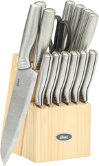 Oster Eckert 15 Piece High Carbon Stainless Steel Knife Block Set W/Wood Block - Cuchillos Para Cocina