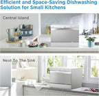 Midea MDC22P2ASS Countertop, Portable Place Settings & 6+2 Washing Cycles. Energy Star Dishwasher, Dish Washer for Dorm, RV& Apartment, Sliver, Silver