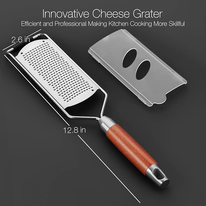 KULUNER Professional-Grade Lemon Zester with Fine Blades, Lightweight Cheese/Vegetable Grater, Solid Wood Handle Design - Rust-Resistant, Durable, Essential Kitchen Tool （A2）