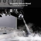 15 Bar Express Espresso Machine with Built-in Grinder,Stainless Steel Semi Automatic Espresso Maker,Dual PID Control, 80oz Water Tank,Heating, Milk Frother & Auto-Cleaning,for Lattes and Cappuccinos