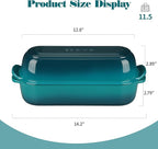 Enameled Cast Iron Loaf Pan with Lid, Dutch Oven Bread pan for Homemade Sourdough Bread Baking, 12.5x5.5 inch, 5qt, Darkcyan