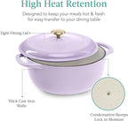 Best Choice Products 6 Quart Enamel Cast-Iron Round Dutch Oven, Family Style Heavy-Duty Pre-Seasoned Cookware for Home, Kitchen, Dining Room, Oven Safe w/Lid, Dual Handles - Lavender Mist