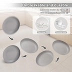 12 Pcs Unbreakable Deep Dessert Plates Set, 8 inch Reusable Plastic Wheat Straw Plates, Microwave and Dishwasher Safe Plate for Kitchen, Lightweight Plate for Dessert, BPA Free, Gray