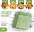 2 Pack Sandwich Containers, 40oz Stainless Steel Sandwich Box with Airtight Lids, Reusable Metal Meal Prep Lunch Boxes, BPA-Free, Dishwasher Safe, Large Capacity Food Storage Containers (Black)