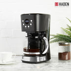 Haden Heritage 4 Slice Wide Slot Stainless Steel Toaster Bundled with 12 Cup Programmable Drip Coffee Maker Coffee Machine, Black & Chrome