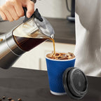 500 Pack Coffee Cups with Lids 12oz, Disposable Insulated Ripple Wall To Go Paper Coffee Cups for Hot/Cold Drinks Office Home Shop Event (Navy)