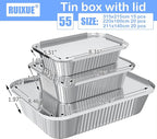 Notwoe® Disposable Aluminum Pans with Lids, 10x7.5 and 7.3x5.3 Square 6.9x4.3 Square Combo Set, Disposable Baking and Cake Pan. (55 Pack W-Lids)