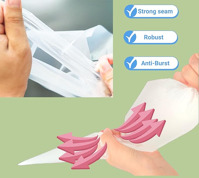 Extra Large Piping Bags 24 Inch - 100Pack Disposable Pastry Bags - Thick Anti-Burst Pastry Icing Frosting Piping Bags For Decorating Cupcakes Cakes Cookies (Extra Large 24 Inch-100 Pack)