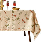 ISAENNE Designer Floral Linen Long Rectangle Tablecloth,French Off White Elegant Table Cloth,Washable Home Decor Tablecloths for Dining Thanksgiving Kitchen Christmas,63"*94"-Grace B