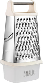 Rae Dunn Everyday Collection Multifunction Grater- Stainless Steel Grater and Zester for Cheese, Spices, Vegetables, Cream