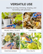 Fondwell 6.5" Pruning Shears Trimming Scissors: 2 Pack of Small Garden Snips with Micro Tip - Plant Clippers of High Cutting Efficiency