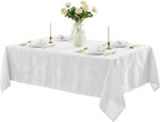 Newbridge Barcelona Luxury Damask Fabric Tablecloth, 52” Wide x 52” Square, White, 100% Polyester, No Iron, Soil Resistant Dining Room, Party and Banquet Table Cover