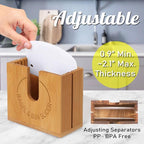 Large Adjustable Bagel Slicer Holder | Bamboo Bagel Cutting Holder with Width-Adjustable Slots for Small & Large Bagels, Buns & English Muffins, Knife Groove & Non-Slip Base