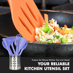 Chef Craft - Premium Silicone Kitchen Tools and Utensils Set, Non-Scratch, Withstands Temperatures up to 450°F, BPA-Free, 9 Piece Cooking Utensils Set, Pastel Blue