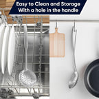 Skimmer Slotted Spoon, [Rustproof, Integral Forming, Durable] Newness 304 Stainless Steel Slotted Spoon with Vacuum Ergonomic Handle, Comfortable Grip Design Strainer Ladle for Kitchen, 14.96 Inches