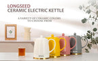 1.26 Quarts Ceramic Electric Kettle with Infuser & Cups Kit, Boil Water Teapot, Boil-Dry Protection Auto Shut-off, Detachable Swivel Base, 1000W Fast Boiling for Tea and Coffee