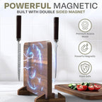 Magnetic Knife Block with Acacia Wood Cutting Board - Extra Large 15.5x10.5x0.75In Magnetic Knife Block Set with Chopping Board Knife Holder Charcuterie Display Storage Organizer for Kitchen Counter