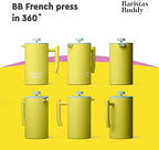 Yellow French Press Coffee Maker - Colorful, Retro And Stylish Insulated Coffee Brewer - Large Size Brews 4 Cups