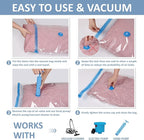 15 Pack Vacuum Storage Bags with Hand Pump, 80% Space Saver Vacuum Seal Storage Bags for Clothing, Travel Lugggage, Blankets, Comforters