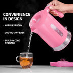 OVENTE 1.8L Electric Kettle, 1500W Fast Boiling Heater for Coffee or Tea, BPA Free, Easy to Fill Lid, Water Level Window, Auto Shut-Off, Boil-Dry Protection and Removable Filter, Pink KP413P