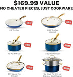 Gotham Steel 12 Pc Ceramic Cookware Set Nonstick, Ceramic Pots and Pans Set Non Stick with Steamer for Cooking, Non Toxic PFOA PFOS Free, Premium Stay Cool Handles, Oven & Dishwasher Safe