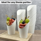 CAMKYDE 100 Pcs French Fries Holder, 14oz Disposable Paper French Fry Cups White Charcuterie Cups for all Occasions (14oz, White)