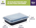 CIAO! Heavy Weight 28oz Injection Molded Microwavable Black Rectangular Food Container with Lid (150/case)