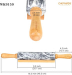 CHEFMADE 18-Inch Marble Rolling Pin with Wooden Handles and Cradle, Non-Stick (Gray and White)