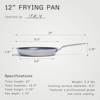 Made In Cookware - ProCoat 12" Non Stick Frying Pan (Graphite) - 5 Ply Stainless Clad Nonstick - Professional Cookware - Crafted in Italy - Induction Compatible
