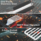 Fish Spatula Stainless Steel, 2Pcs Thickened Metal Spatulas, Slotted Turner with Silicone Handle for Cooking, Grilling, Flipping, Egg, Cookie, Pancake and Burger (Small and Large)