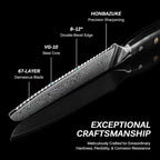 KYOKU Serrated Bread Knife - 8" - Shogun Series - Japanese VG10 Steel Core Damascus Blade - with Sheath & Case