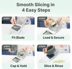 Multifunctional Handheld Mandoline Slicer for Kitchen – Sharp Vegetable Cutter with Safety Guard, 6‑in‑1 Cucumber Slicer & Grater, Crystal-Clear One-Piece Body, Easy to Clean, Sturdy & Compact