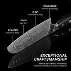 KYOKU Santoku Knife - 7" - Shogun Series - Japanese VG10 Steel Core Forged Damascus Blade - with Sheath & Case