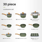 30 Piece Pots and Pans Set Non Stick, Granite Induction Cookware Sets, Nonstick Kitchen Cookware Sets, Non Toxic Cookware Set with Frying Pans and Saucepan, Kitchen Pots and Pans Set, Black