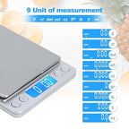 Kitchen Scale, Digital Food Scale, Gaoscale Grams and Ounces Scale High Accuracy with Tare Function for Cooking Scale, Baking Scale Jewellery Scale, 9 Units, 2 Tray 3000g by 0.1g Small