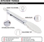 7 inch Cooking Tongs, MSY BIGSUNNY Set of 3 Mini Kitchen Tongs Silicone Serving Tongs With Silicone Tips for FoodGrill, Salad, BBQ (Snow White)