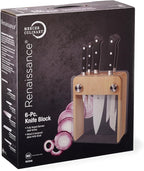 Mercer Culinary - M23505 Renaissance Forged Knife Block Set, 6-Piece, Wood Block with Tempered Glass