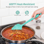 U-Taste Silicone Spoon Spatula Set, 600ºF High Heat Resistant Food Grade Flexible Rubber Scraper, Cooking Mixing Baking Kitchen Utensils Set of 3 (Aqua Sky)