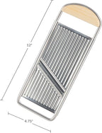 Handheld Mandoline Slicer for Kitchen - Stainless Steel Flat Mandolin with Cherrywood Handle - Julienne Cutter for Vegetable and Fruits - Italian Made Kitchen Gadgets by Kings County Tools