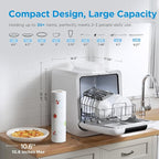 Midea MDC17P2DWW Countertop Dishwasher Portable with 6L(1.59G) Built-in Water Tank, 5+2 Programs, Auto Door Open, Dual Drying System, Energy-Saving and Odor Removal, for Apartments, Dorms& RVs, White
