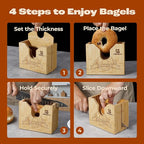 2025 Upgrade Bagel Slicer, Bamboo Bagel Cutter for Small and Large Bagels, Bread Slicer for Buns, English Muffins, 2 Adjustable Thickness, Anti-slip Mat, Ideal for Gift (No Knife)