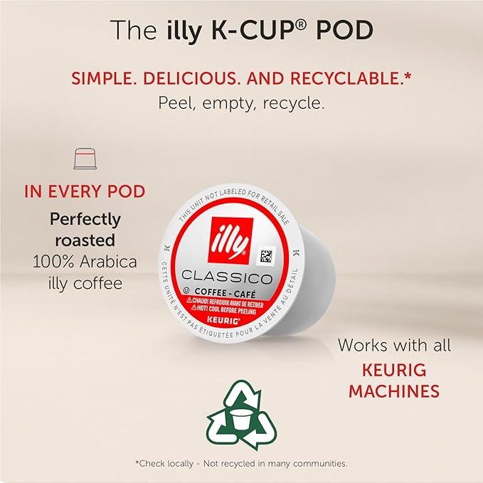 Illy Coffee, Smooth And Balanced, Classico Medium Roast K-Cups, Made With 100% Arabica Beans, All-Natural, No Preservatives, Pods For Keurig Machines, 10 K-Cup Pods (Pack Of 1)