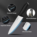 Kuisine Kitchen Knife Set,High Carbon Stainless Steel Ultra Sharp Blade Ergonomic Handle,Knife Set with Block Built-in Sharpener(15PCS,Black)