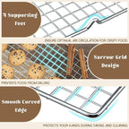 Cooling Racks for Cooking and Baking - 3PCS 16" x 10" Premium Stainless Steel Wire Cookie Cooling Rack for Baking, Roasting, and More - Oven & Dishwasher Safe - Fits Jelly Roll Pan