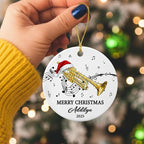 Unique Trumpet Instrument Ceramic Xmas Tree Ornament, Customized Text Year Name Trumpeter/Trumpet Player Ornaments Gift for Women Men, Personalized Trumpets Musical Lover Ceramic Keepsake Ornament