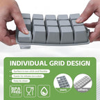 Silicone Ice Cube Tray, 2 Pack Easy-Release Stackable Ice Trays for Freezer with Lid 15 Reusable Cubes, Food Grade BPA Free Ice Molds for Whiskey, Baby Food, Coffee, Cocktail, Drinks (Grey)