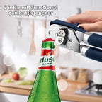 Can Opener Manual, Handheld Strong Heavy Duty Stainless Steel Can Opener, Comfortable Handle, Sharp Blade Smooth Edge, Can Openers with Multifunctional Bottle Opener, Blue