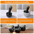 Tianman Small Mortar and Pestle Set 3.2 Inch.1/3 Cup.Mini Marble Grinder with Brush for Pills Herbs Spices,Easy to Grip.Efficient Grinding.Universal Dual Head Grinding Pestle.(Granite Black Polished)