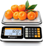 Commercial Kitchen Scale 66LB/30KG, Dual Upgrade LCD Display, Digital Price Computing, 5g Precision, Stainless Steel Pan for Produce, Meat, Food, Ideal for Farmers Market, Deli, Retail Outlets