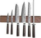 XINZUO Walnut Wood Knife Magnetic Strips 16 Inch, Double Row Round Magnets Magnetic Knife Holder for Wall -Magnetic Knife Bar- Works With Kinds of Kitchen Tools -Space Saver Knife Rack